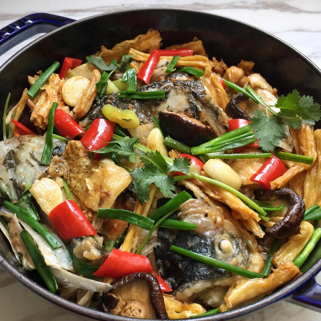 支竹鱼头煲（铸铁锅版）