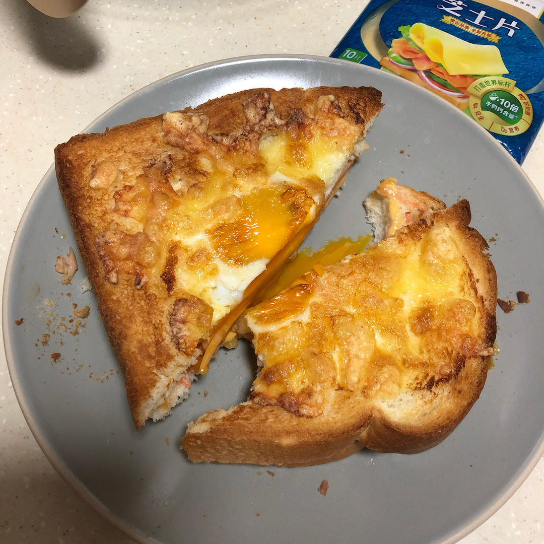 快手早餐❗️懒人爆浆芝士火腿三明治❗️