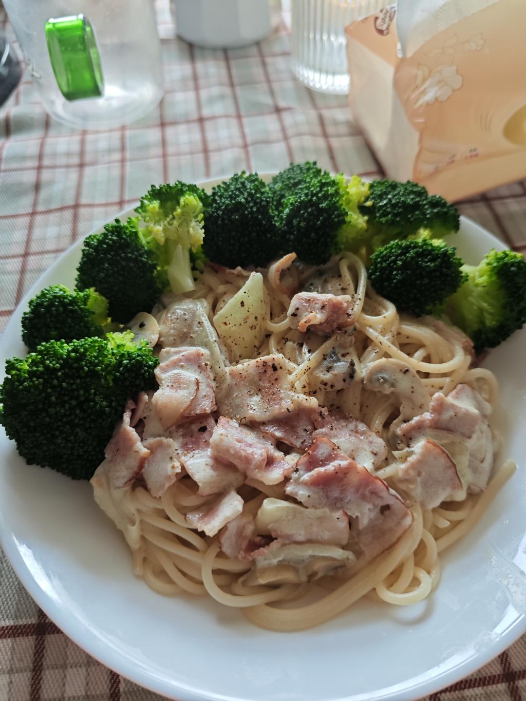 奶油蘑菇培根意大利面