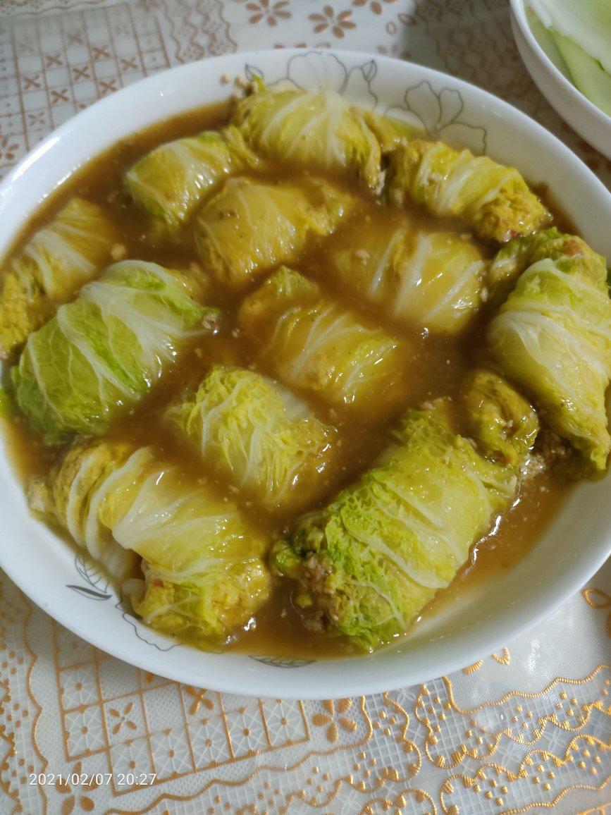 好吃不胖❗️巨简单，有福有财豆腐鸡蛋白菜卷～