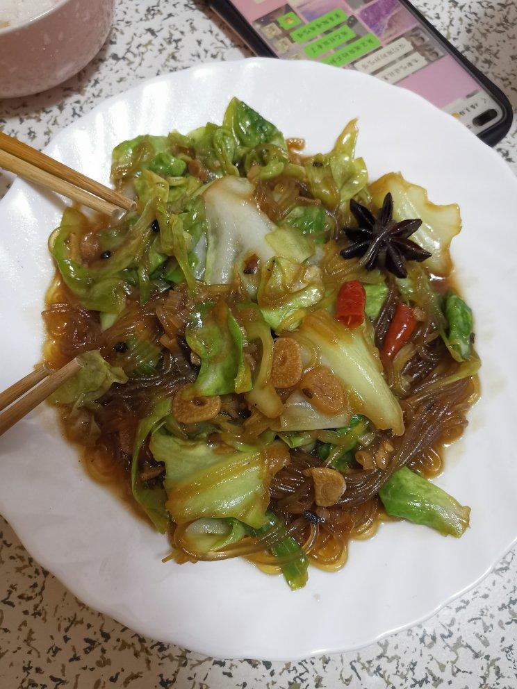 肉末圆白菜（甘蓝菜）炒粉丝【妞的食记】