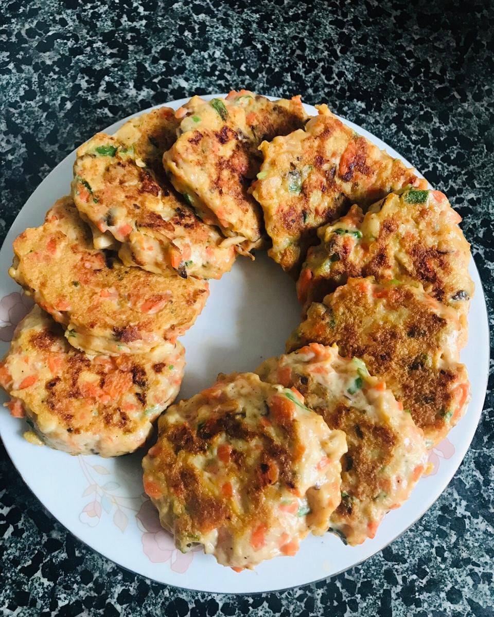 鸡胸肉虾仁鲜蔬饼