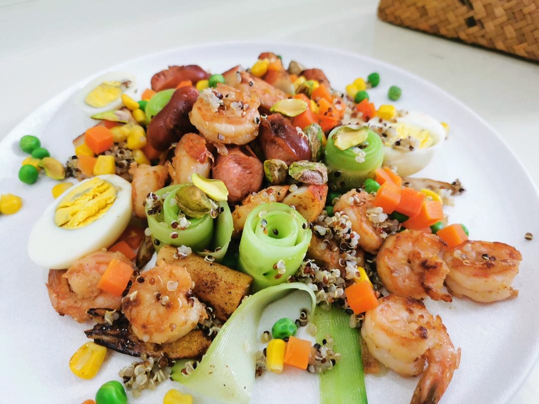 ㊙️高蛋白低热量‼️虾仁鸡胸藜麦沙拉‼️健康百分百