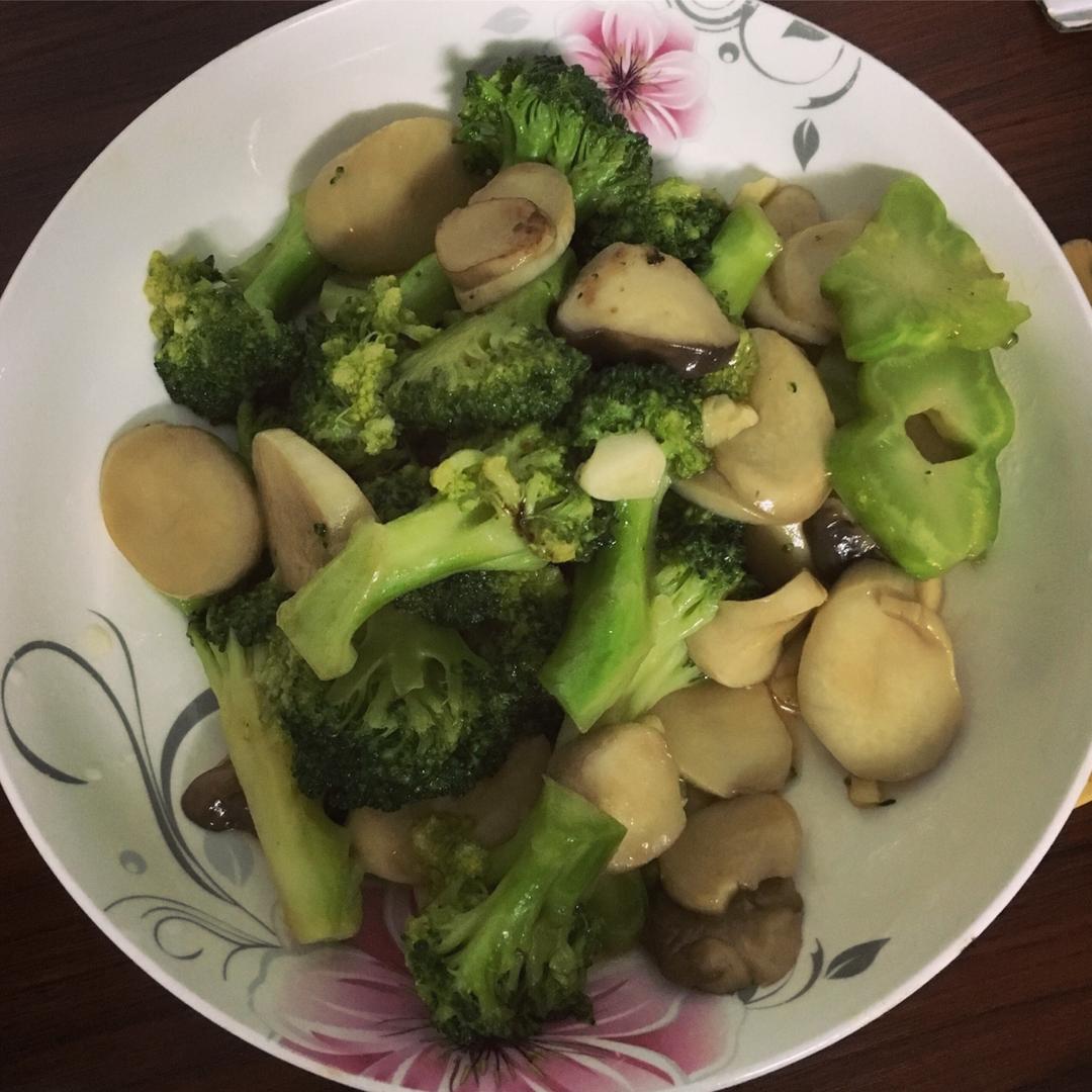 蚝油双菇西兰花