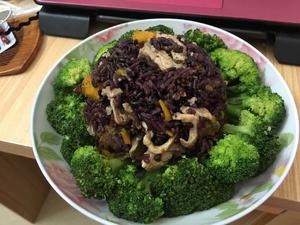 减肥瘦身，香菇南瓜瘦肉黑米饭的做法 步骤7
