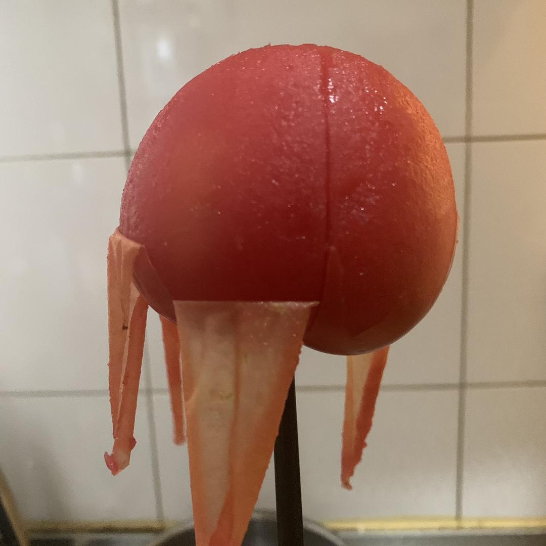 番茄去皮  烤火法