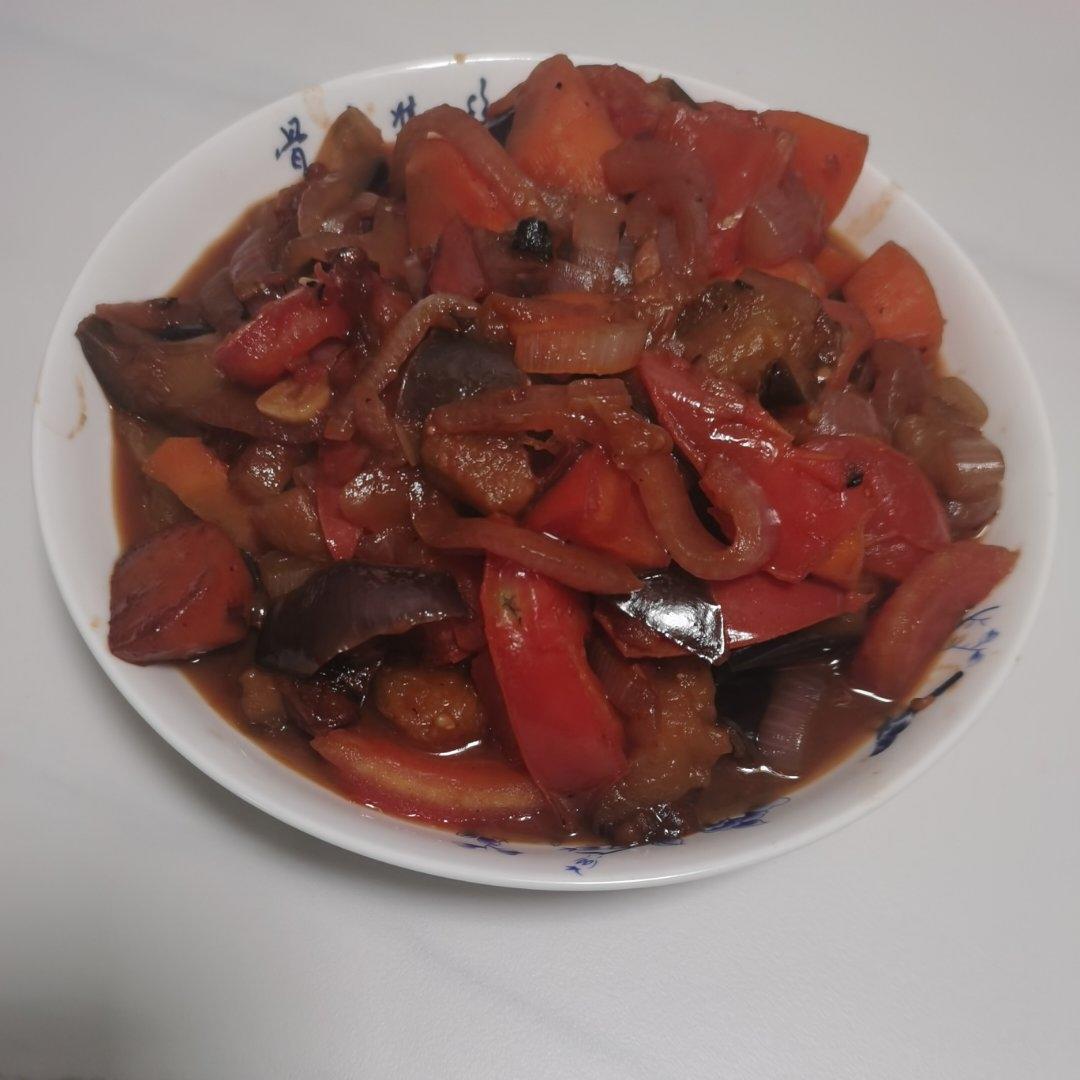 蜜汁好吃的~茄子洋葱番茄炒