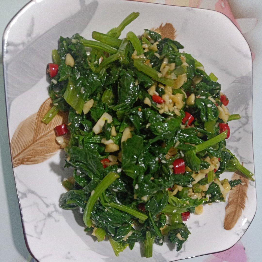 简单的凉拌芹菜叶