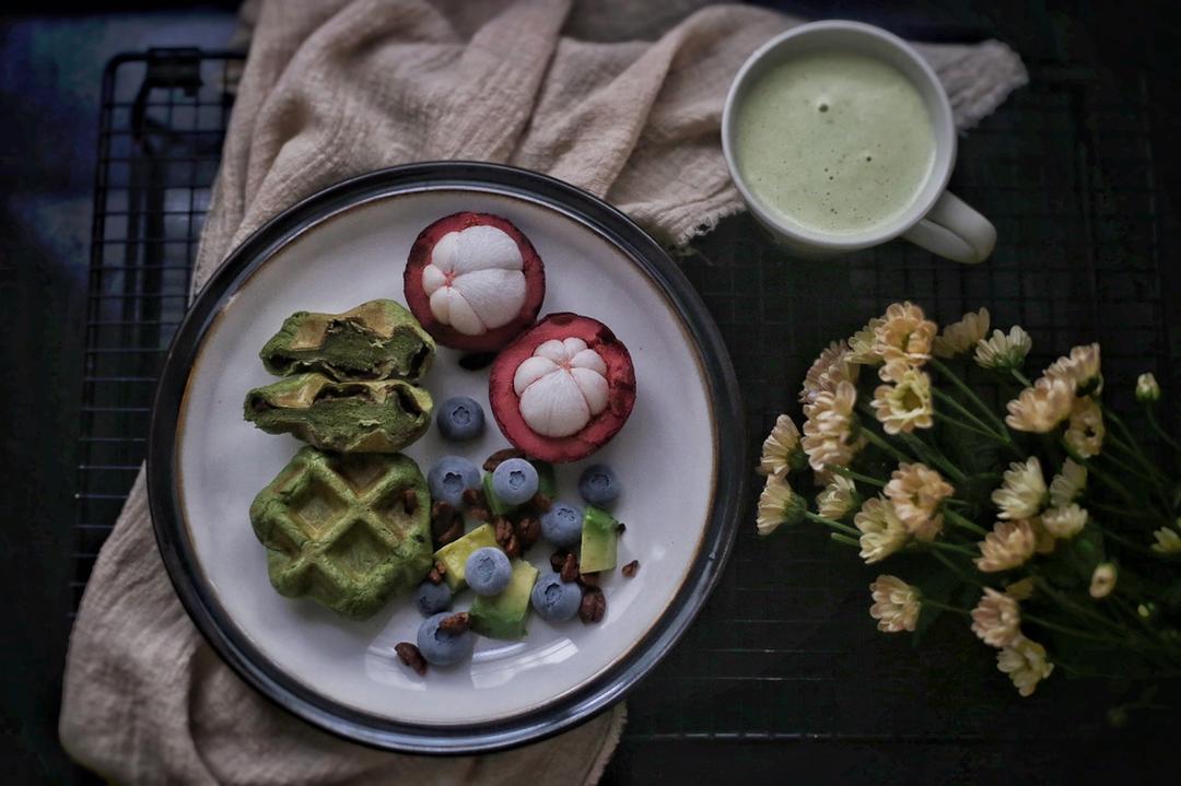 抹茶蜜豆华夫饼（酵母版）