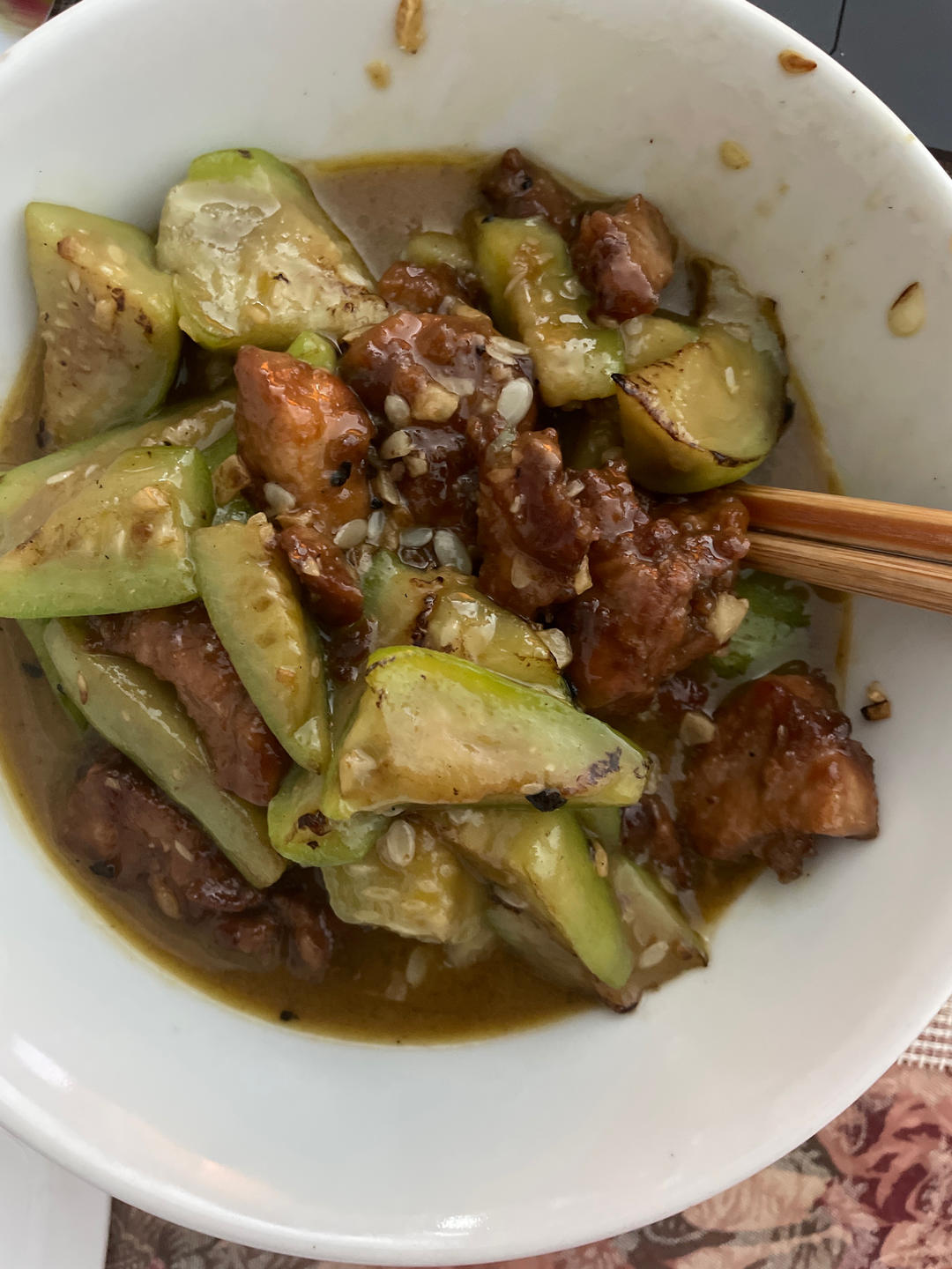 超甜的丝瓜炒肉😋