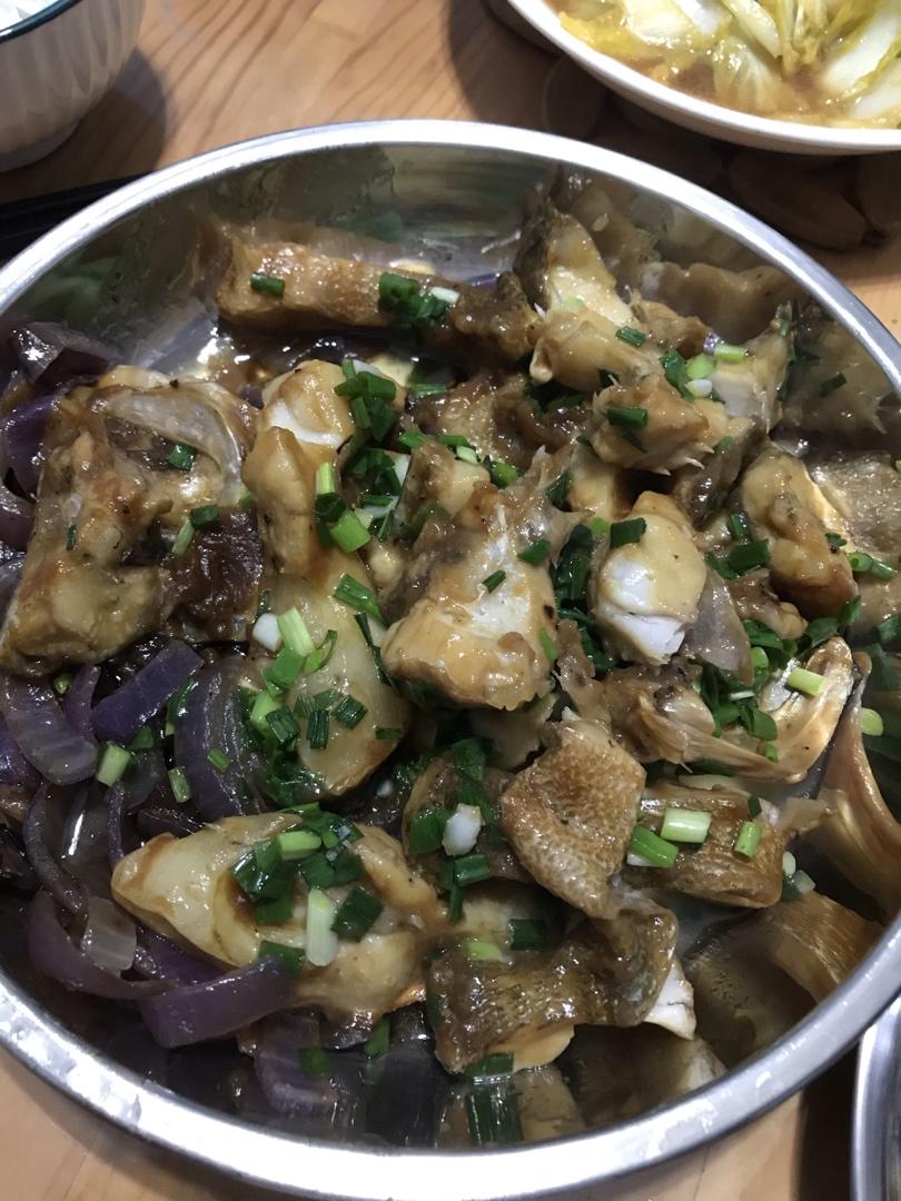 葱香焗鲈鱼