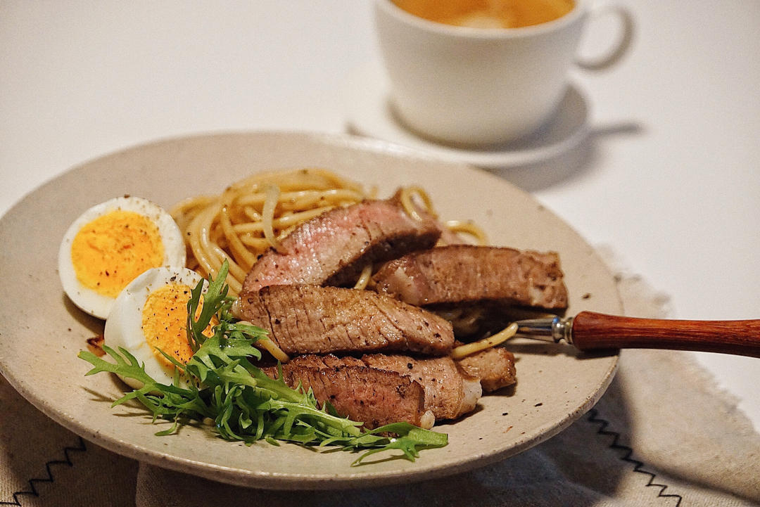 詹詹的天空做的黑胡椒牛排意面