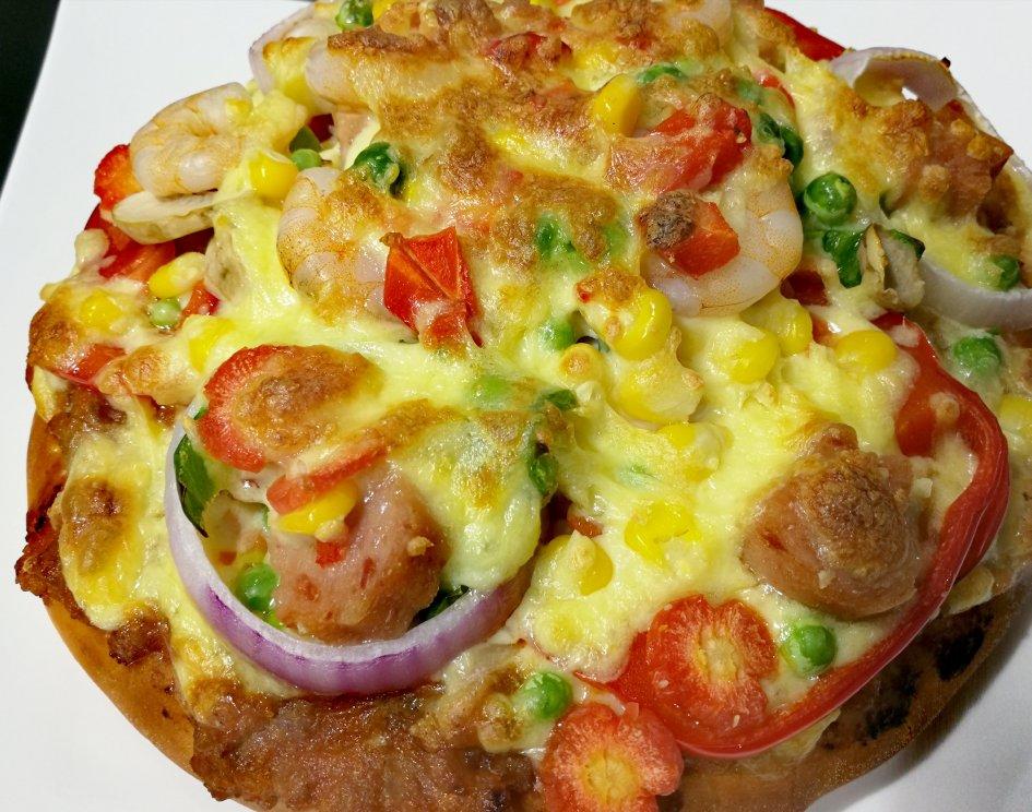 鲜虾🍤培根披萨🍕“内附敲好吃的饼皮做法”