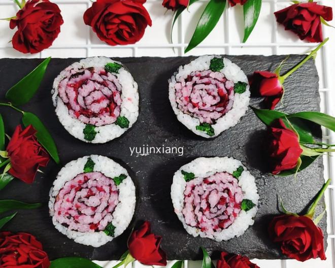 🌸花开富贵🌸玫瑰海苔寿司卷（一）🌸的做法