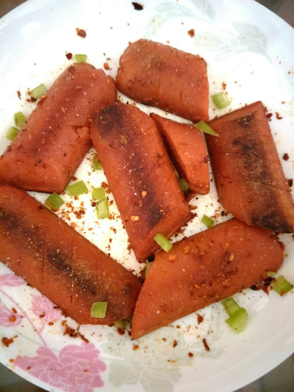 完美地摊美食油煎火腿