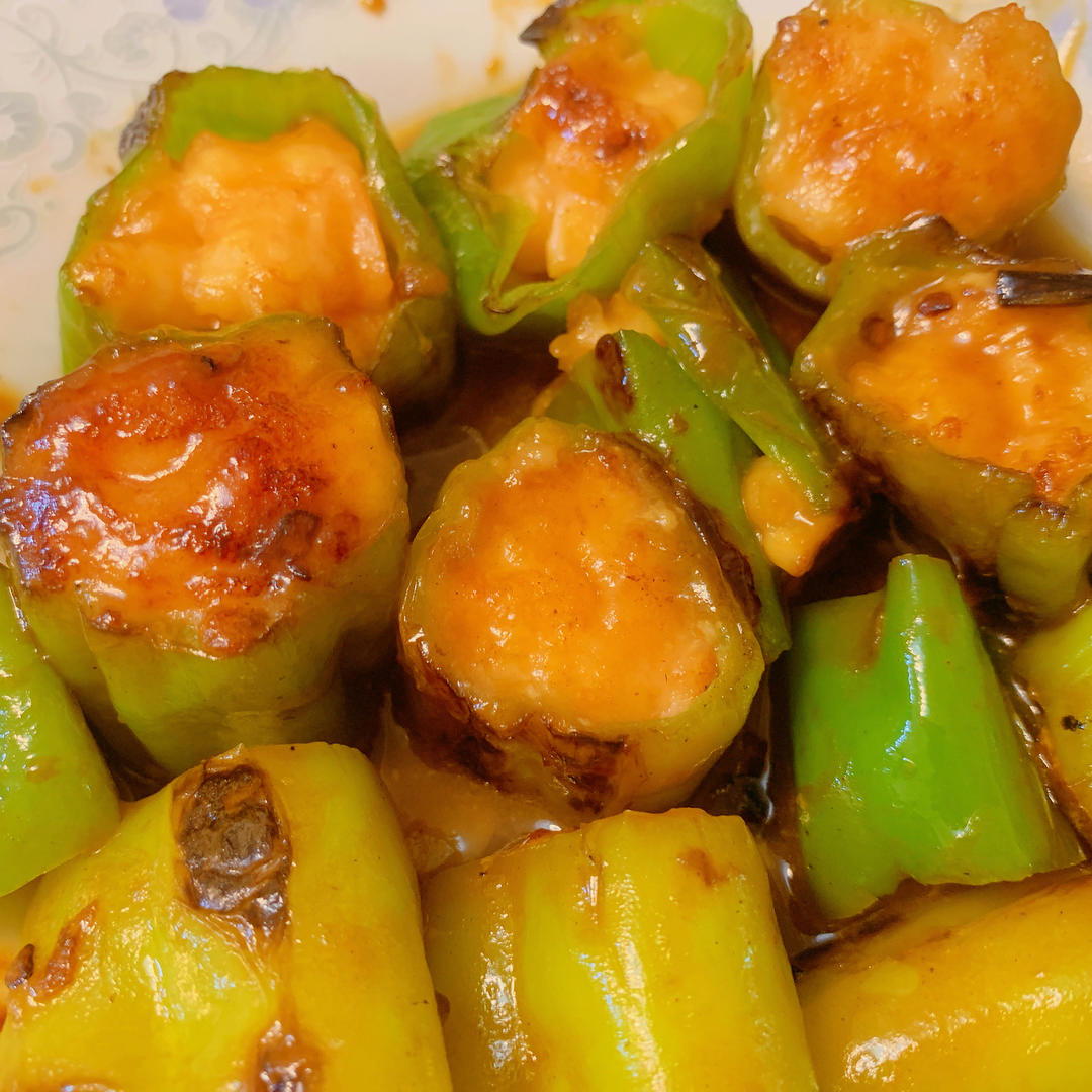 超下饭的青椒酿虾滑