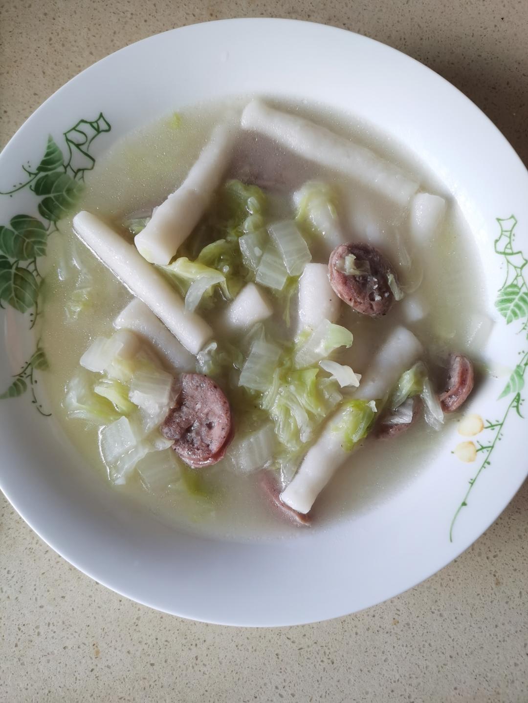 娃娃菜肉丝炒年糕