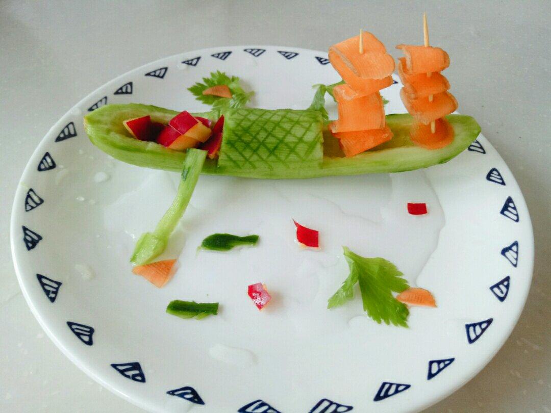 ⛵创意蔬菜盘饰摆盘拼盘(黄瓜小船)