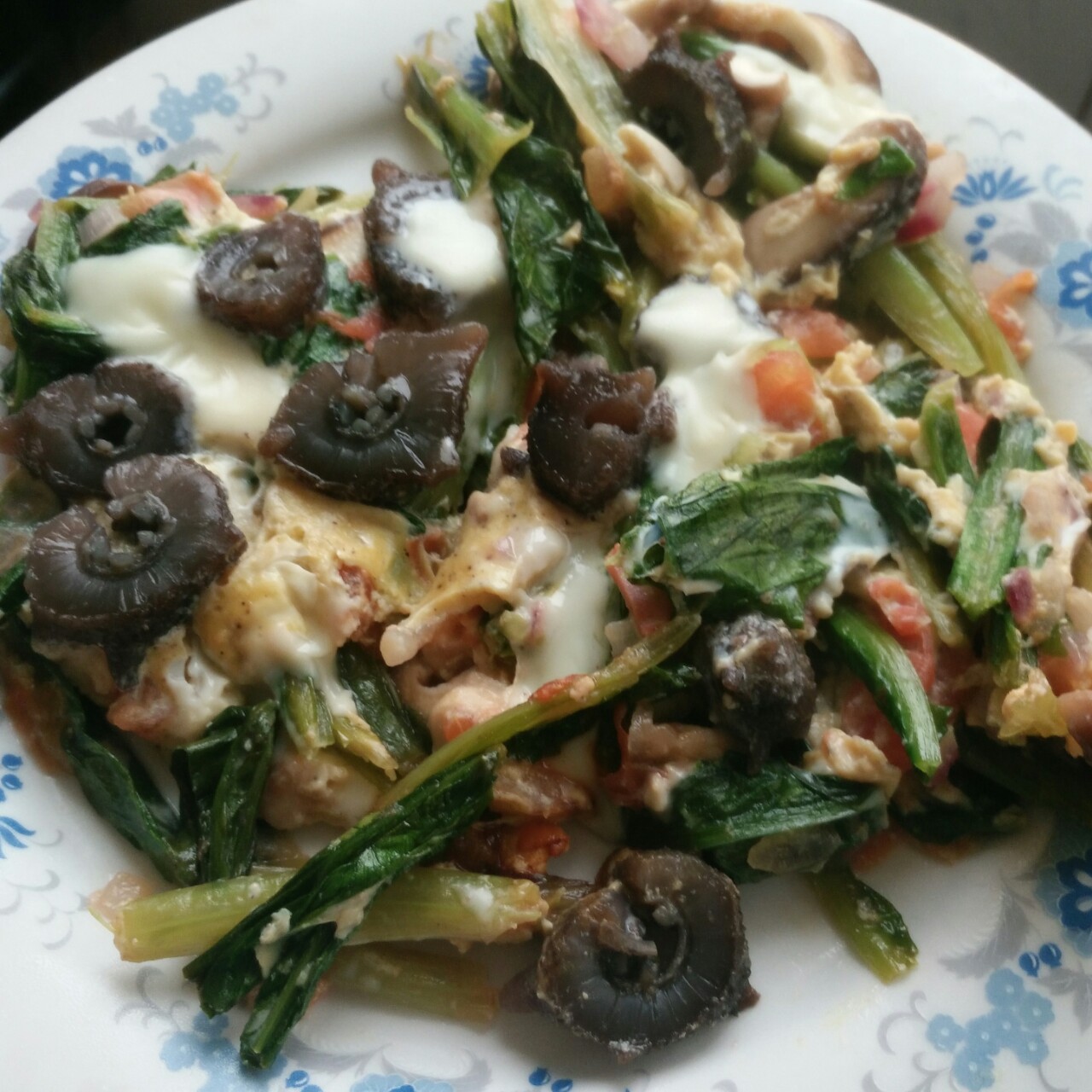 菠菜奶酪烘蛋 (无油快手早餐! )