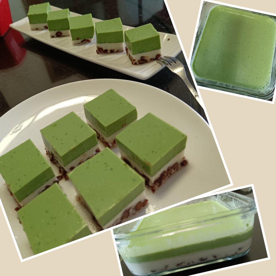 爱烘焙的兔兔rmdc做的入口即化75好看又好吃的抹茶红豆奶糕