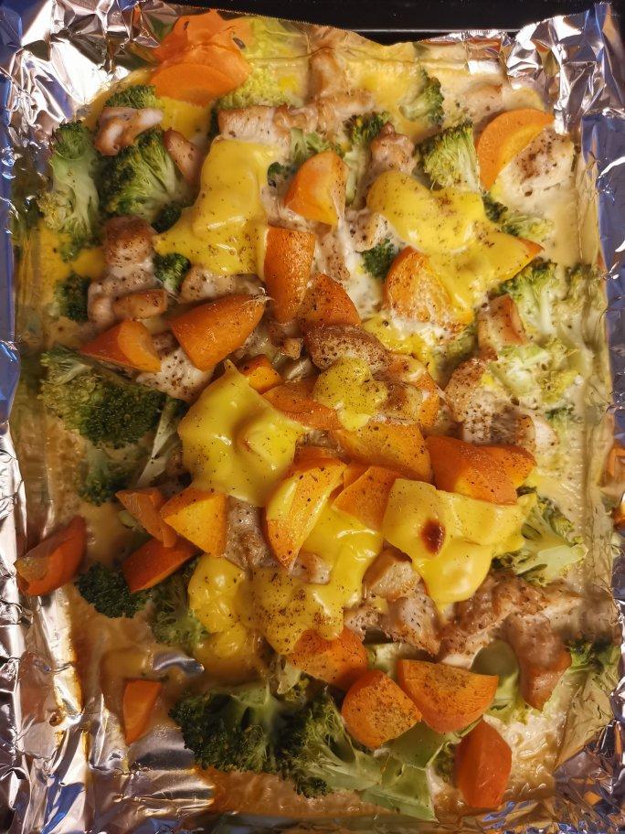减脂版烤箱鸡胸肉+西兰花+香菇