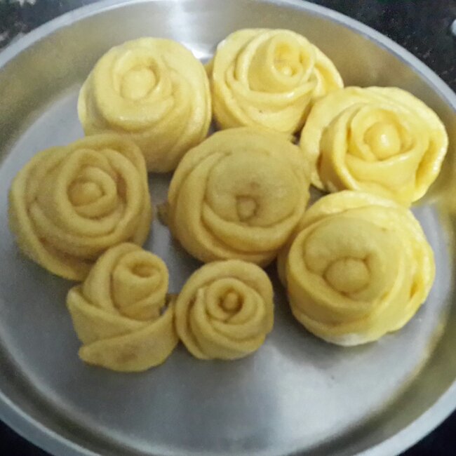 紫薯玫瑰花馒头