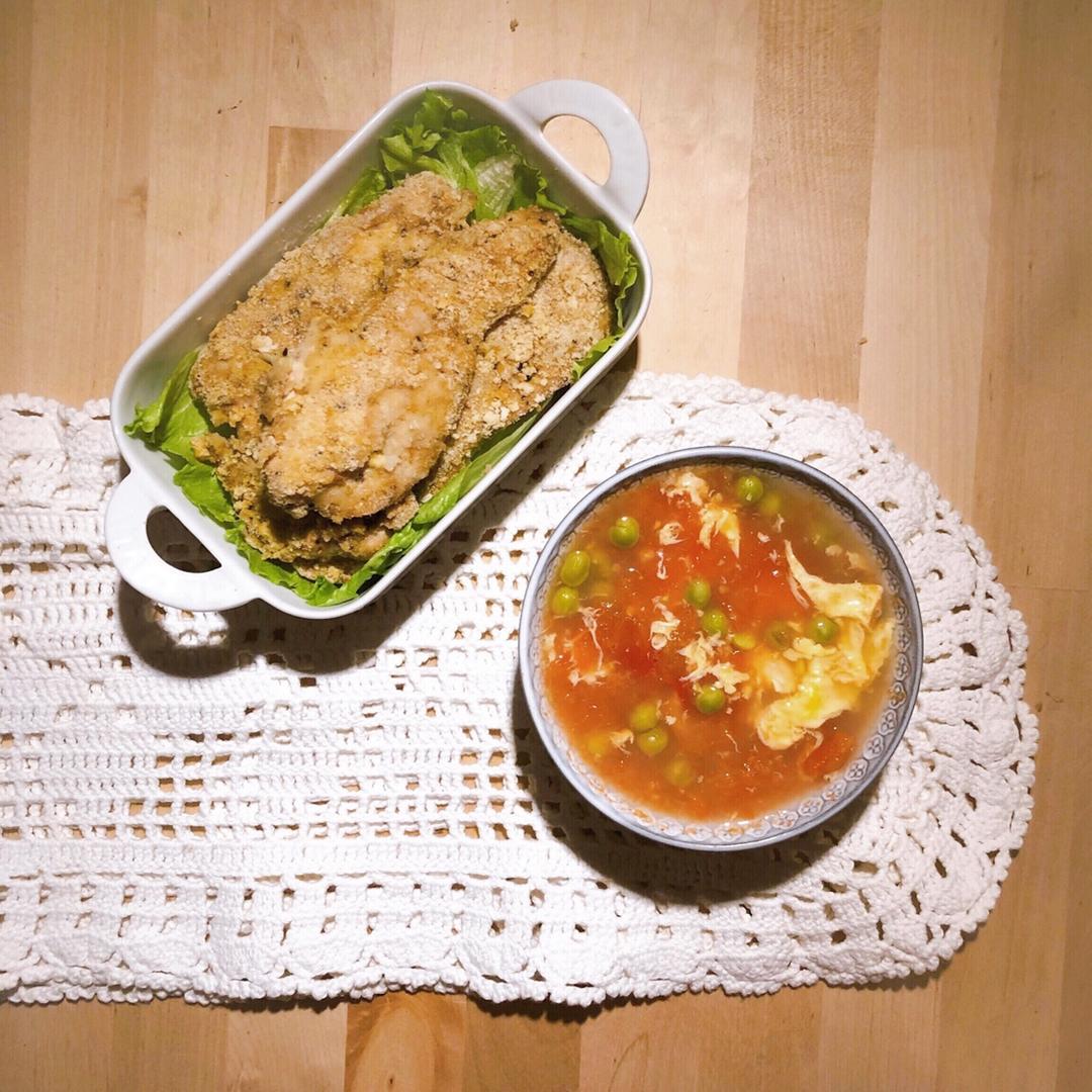 无油烤鸡排（面包糠鸡胸肉）