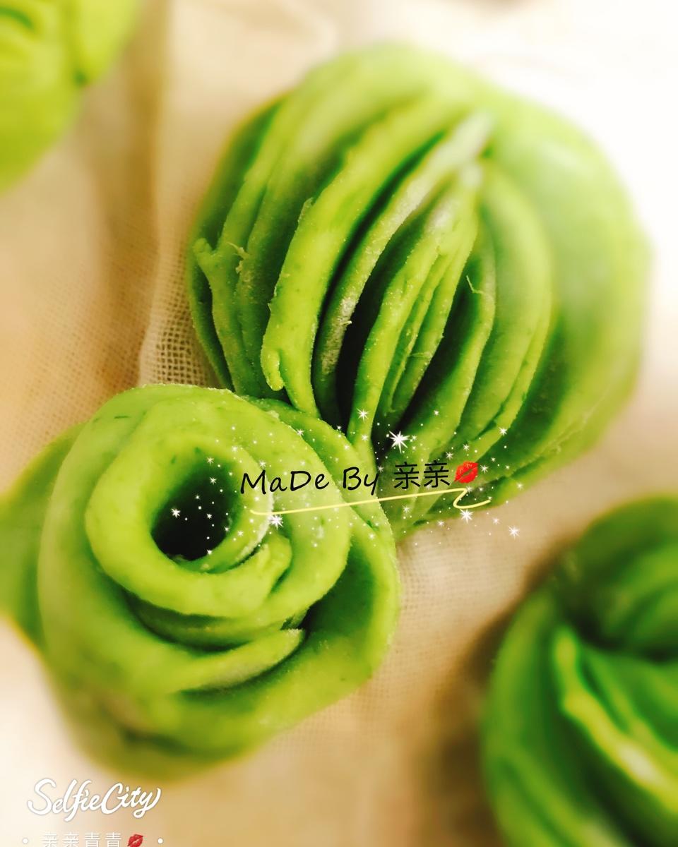 菠菜汁心形馒头 花卷（一次性发酵超治愈）