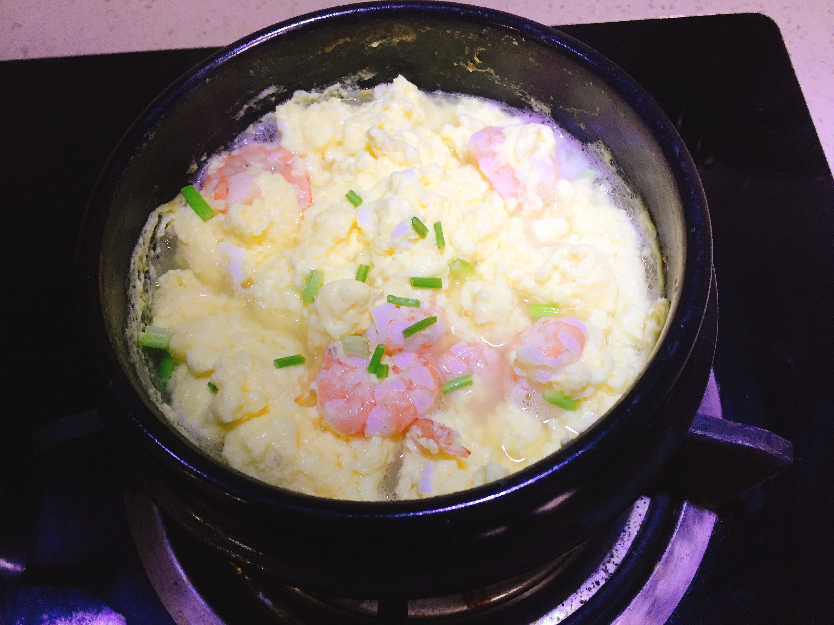 韩国砂锅鲜虾鸡蛋羹的做法