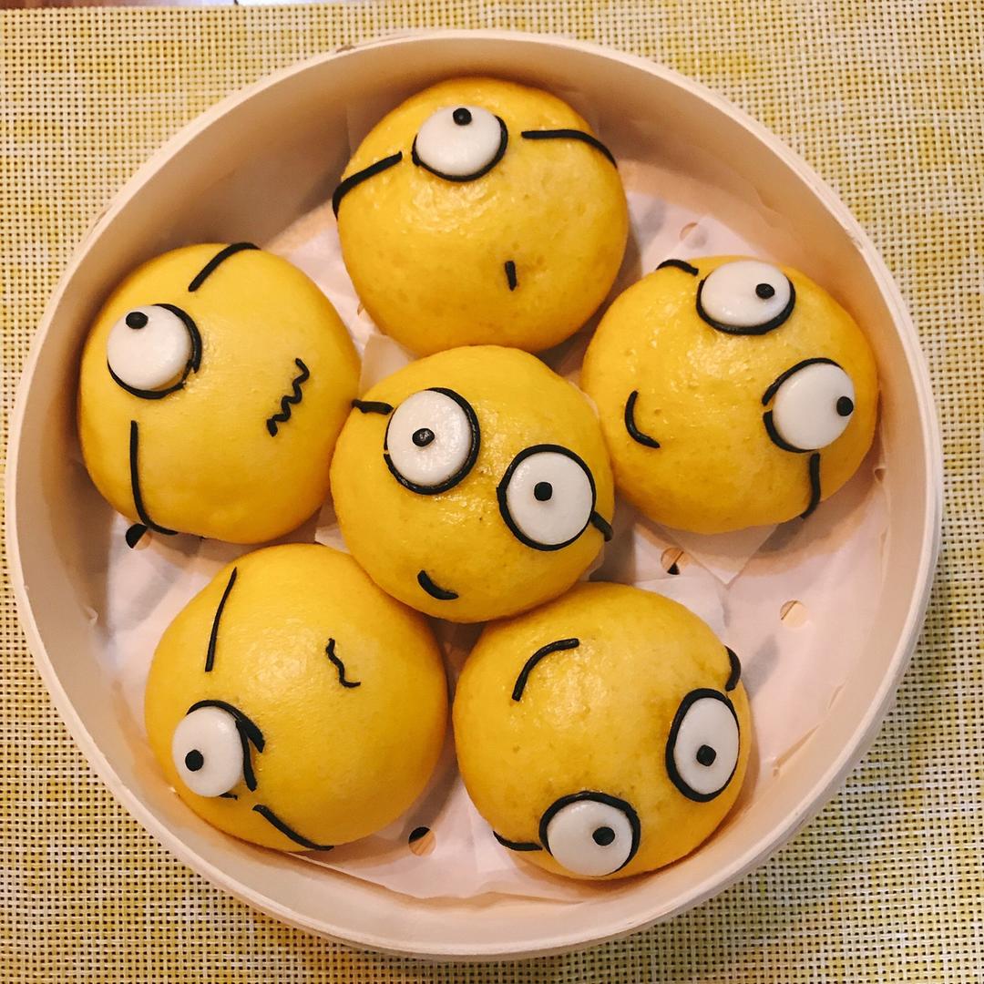 【原创】小黄人紫薯馅南瓜包子