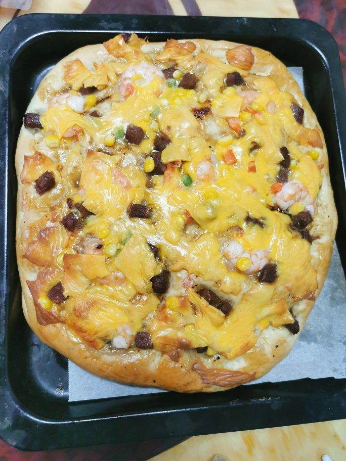 🍕快手简单｜一次发酵｜可可爱爱火腿披萨小面包｜学生早餐