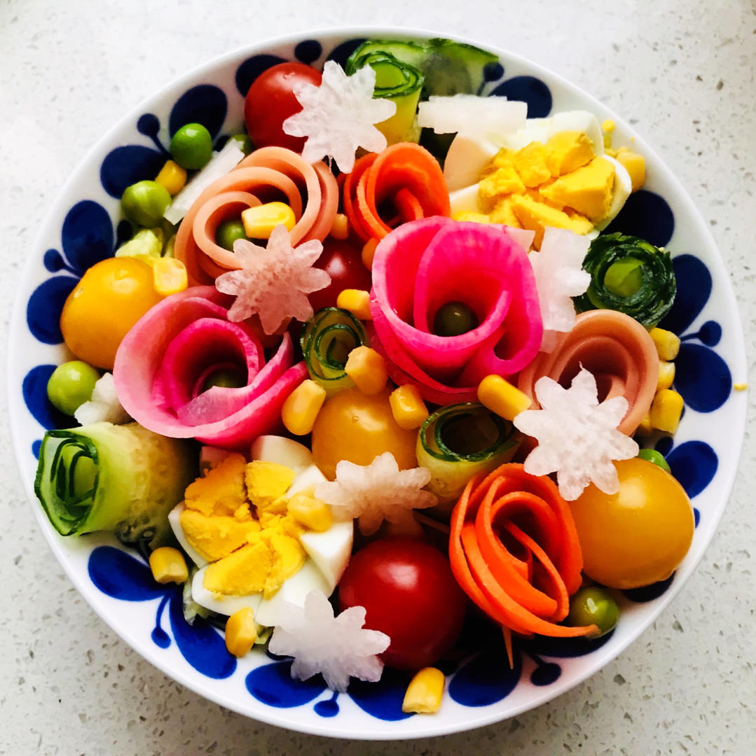 🌸花开富贵∣时蔬玫瑰花朵沙拉🌸