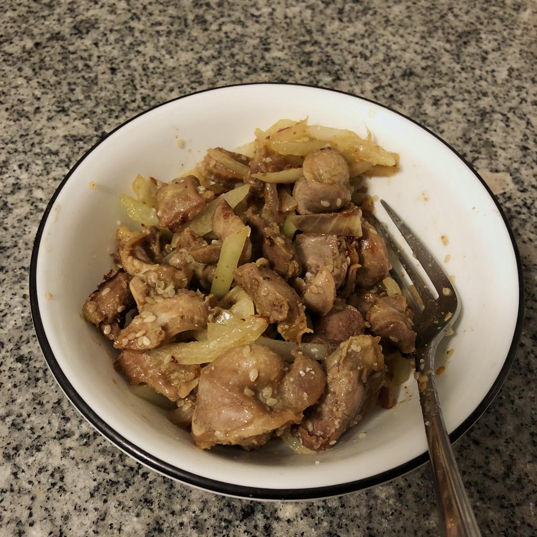 孜然洋葱炒鸡胗