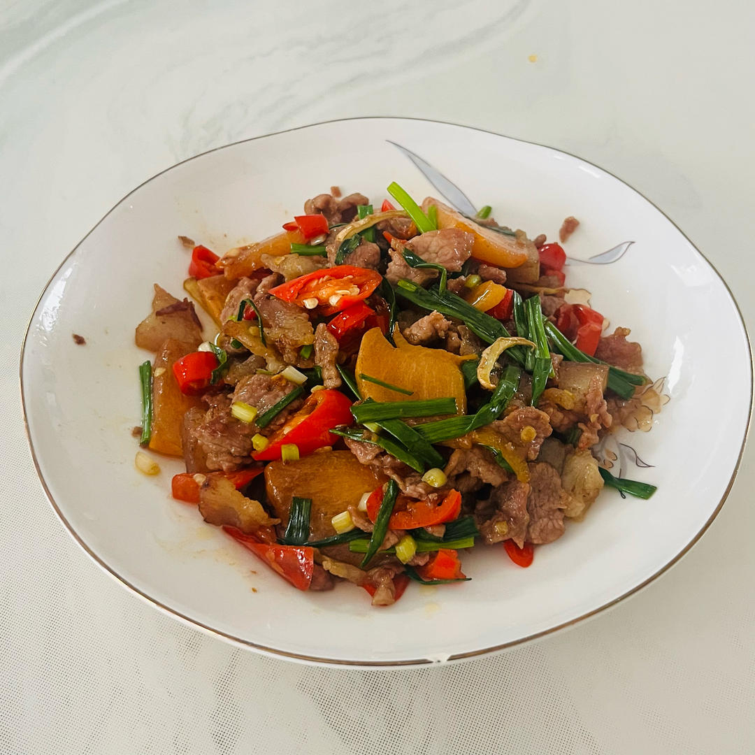 脆柿炒肉片（技术总结版）