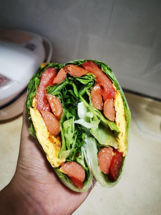 关晓彤同款减脂生菜三明治（鸡胸肉紫薯鸡蛋番茄版）