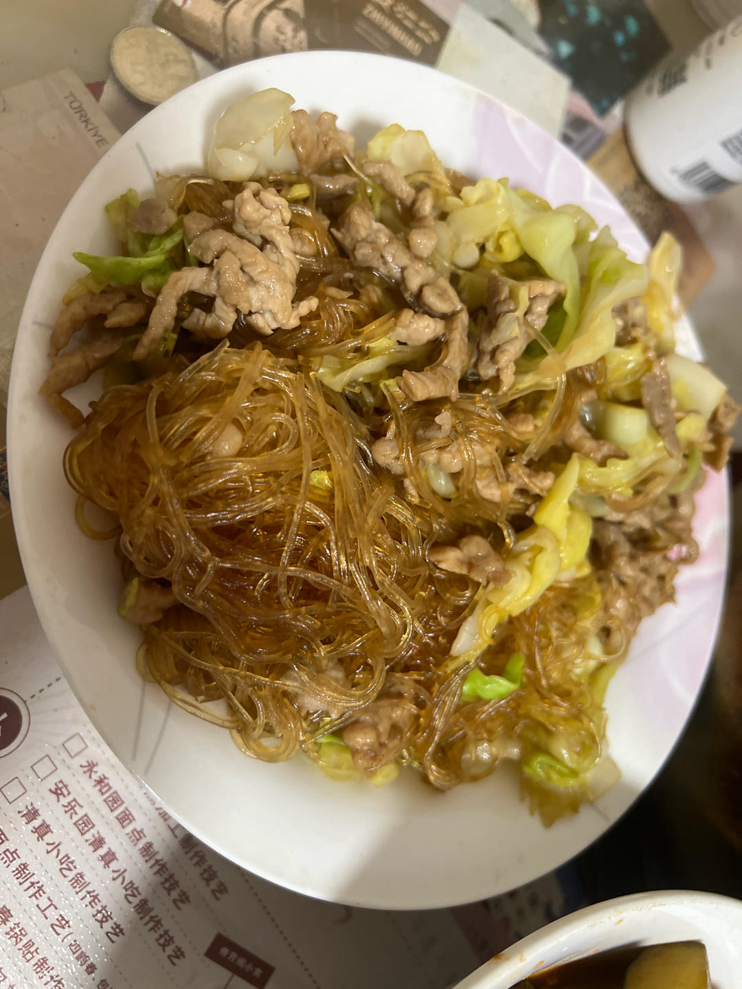 包菜肉丝炒粉丝