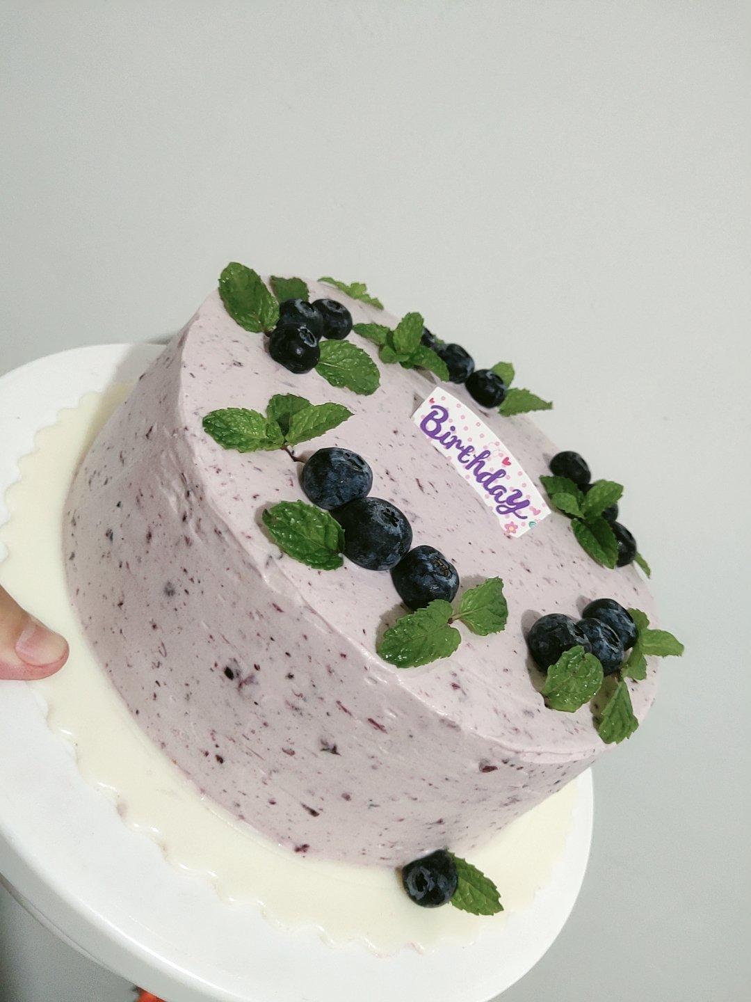 蓝莓奶油蛋糕 生日蛋糕 果酱夹馅（戚风胚版 少糖 无色素）