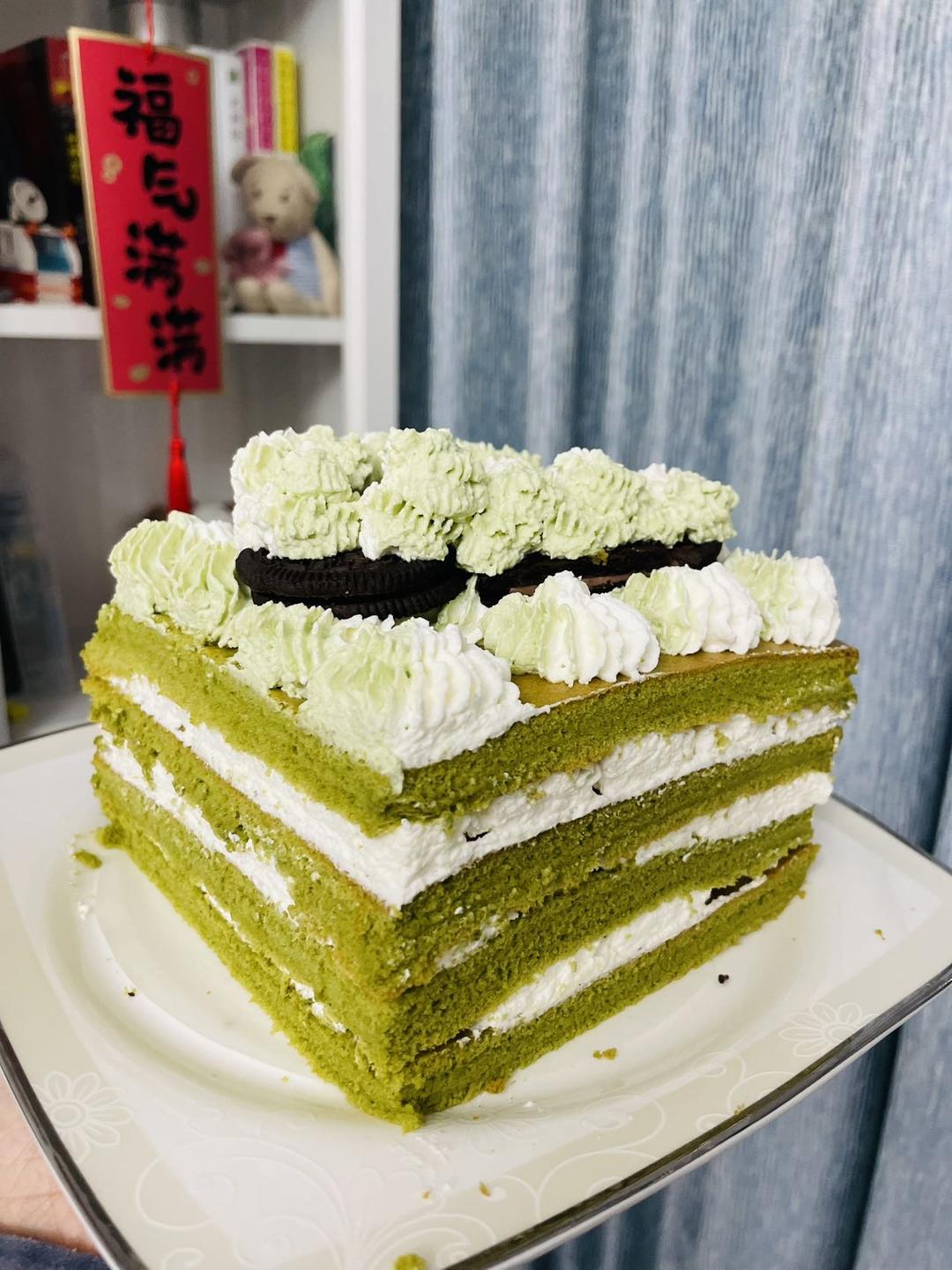 抹茶奶油蛋糕—做法简单颜值超高