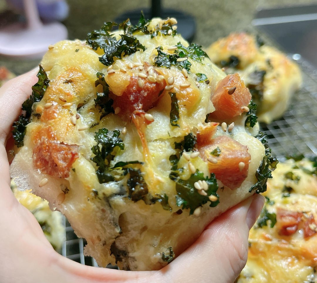 不用揉面的野菜芝士包！