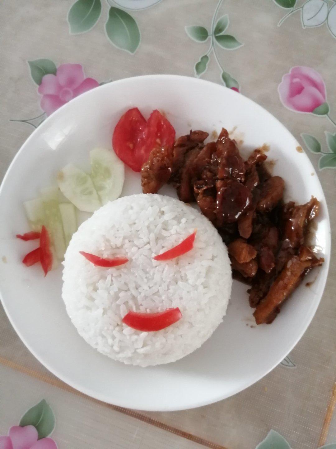 照烧蒜香版鸡腿饭的做法