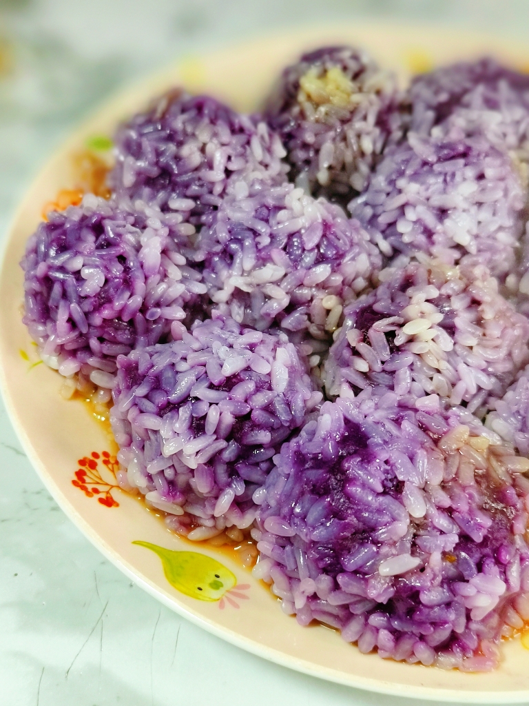 最爱的蒸菜系列➃┆减脂小菜谱┆不加糖的紫薯糯米珍珠丸子┆消耗紫薯的好方法（红薯🍠也可以哦）的做法 步骤10