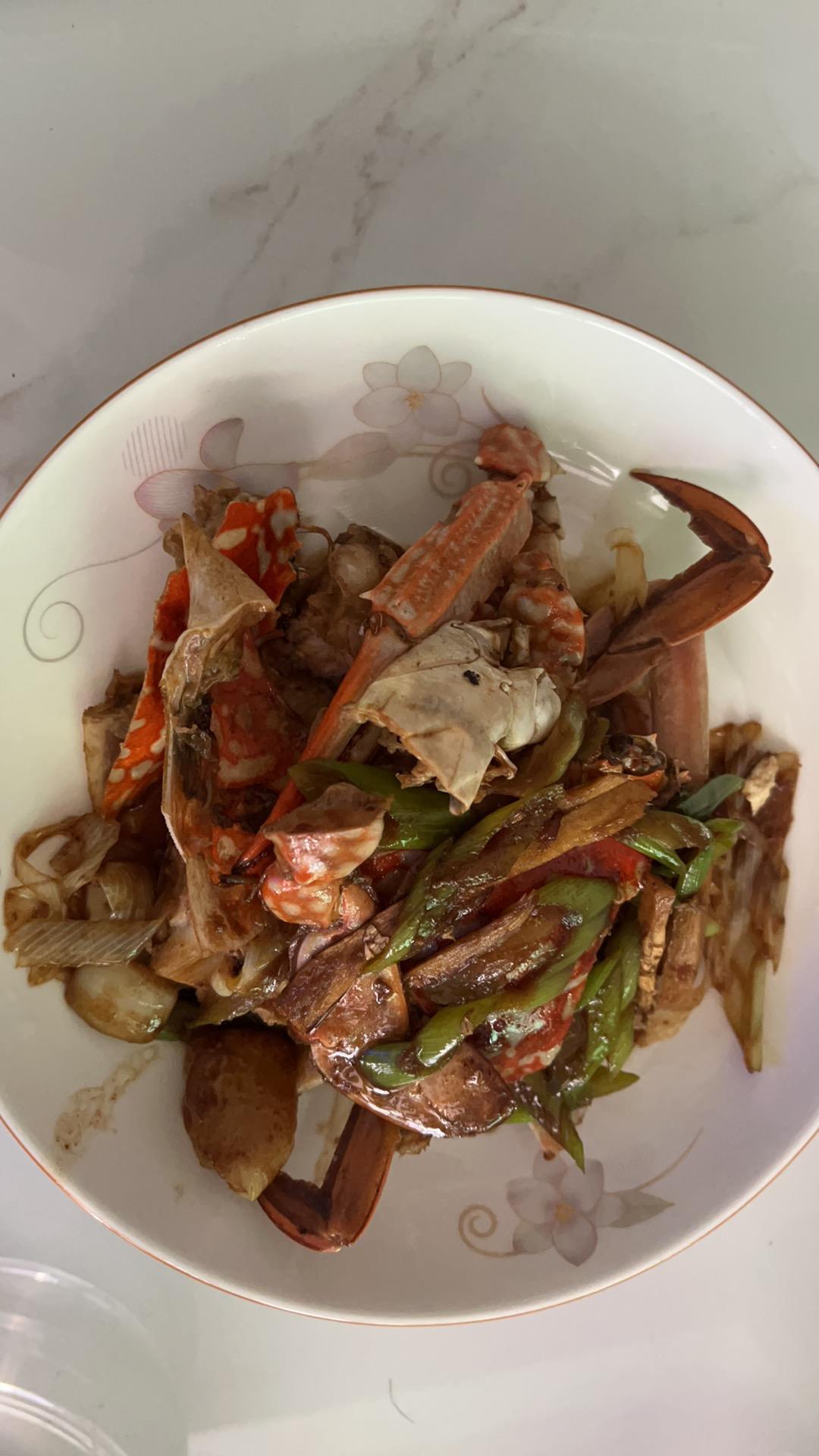 姜葱炒花蟹