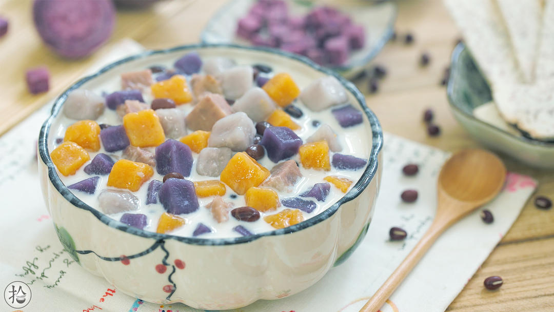 蜜豆三色芋圆的做法