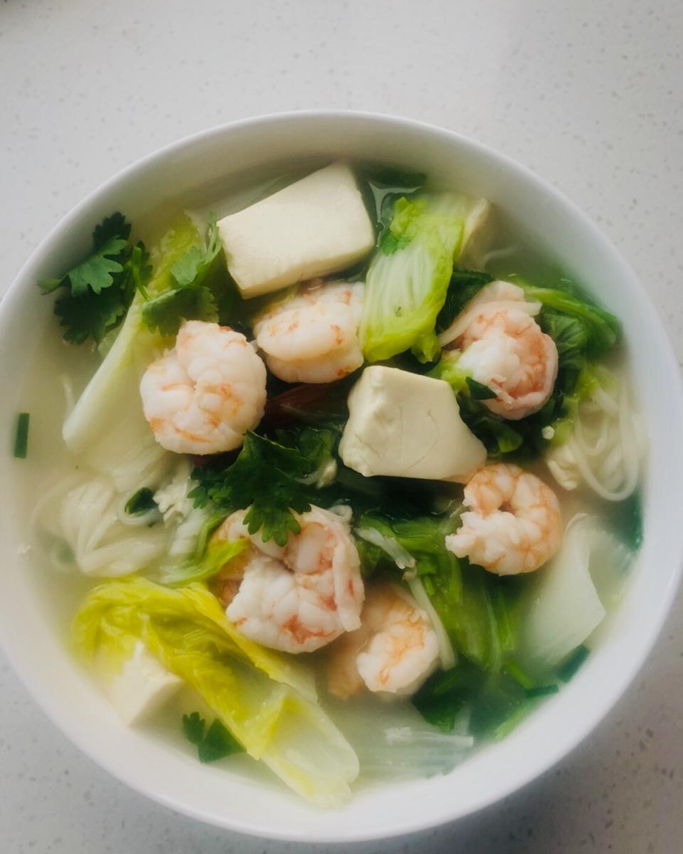 鲜到掉眉的鲜虾豆腐汤面