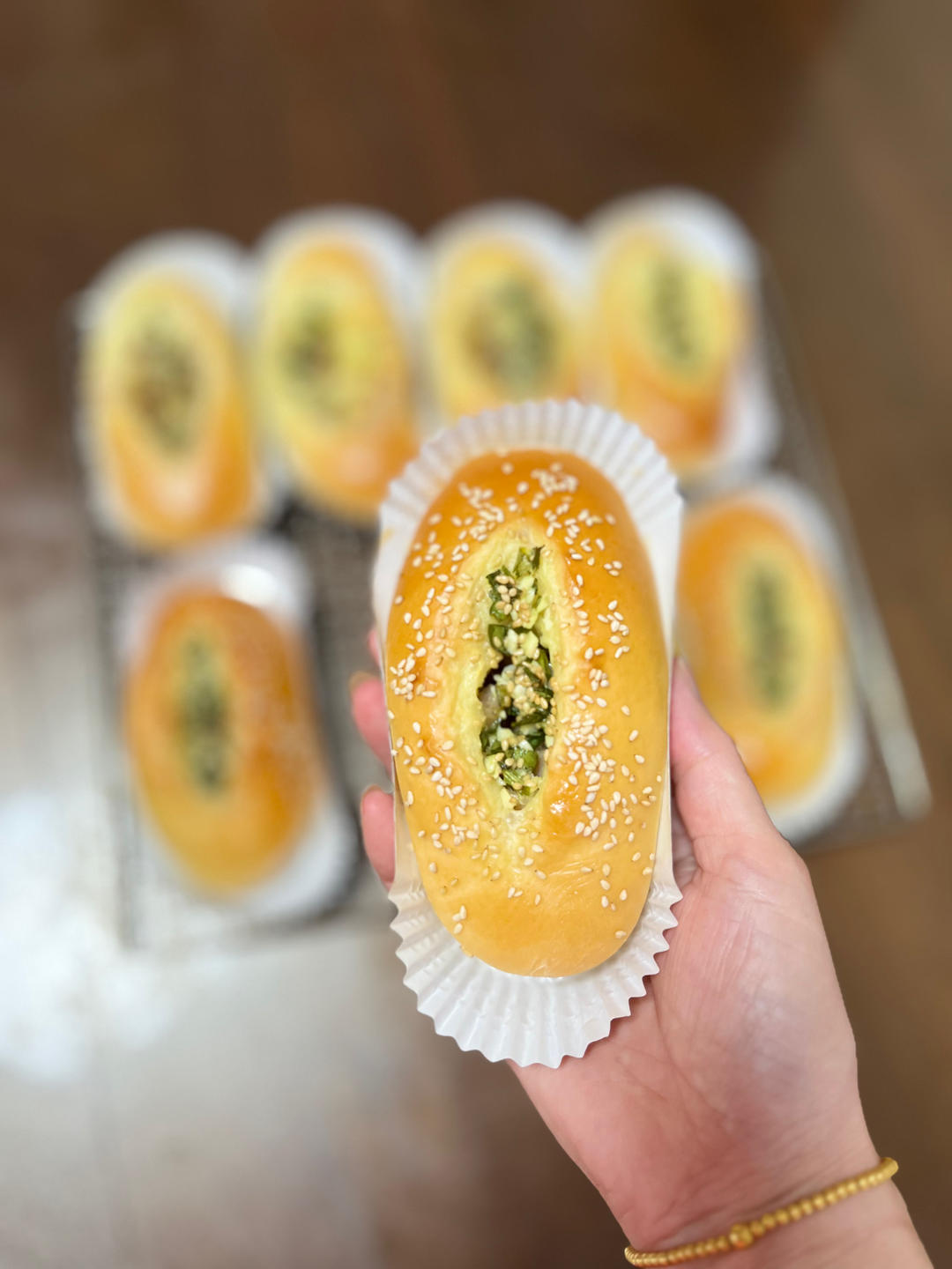 蒜香芝士火腿小吐司🍞超香！无法抗拒的咸口面包