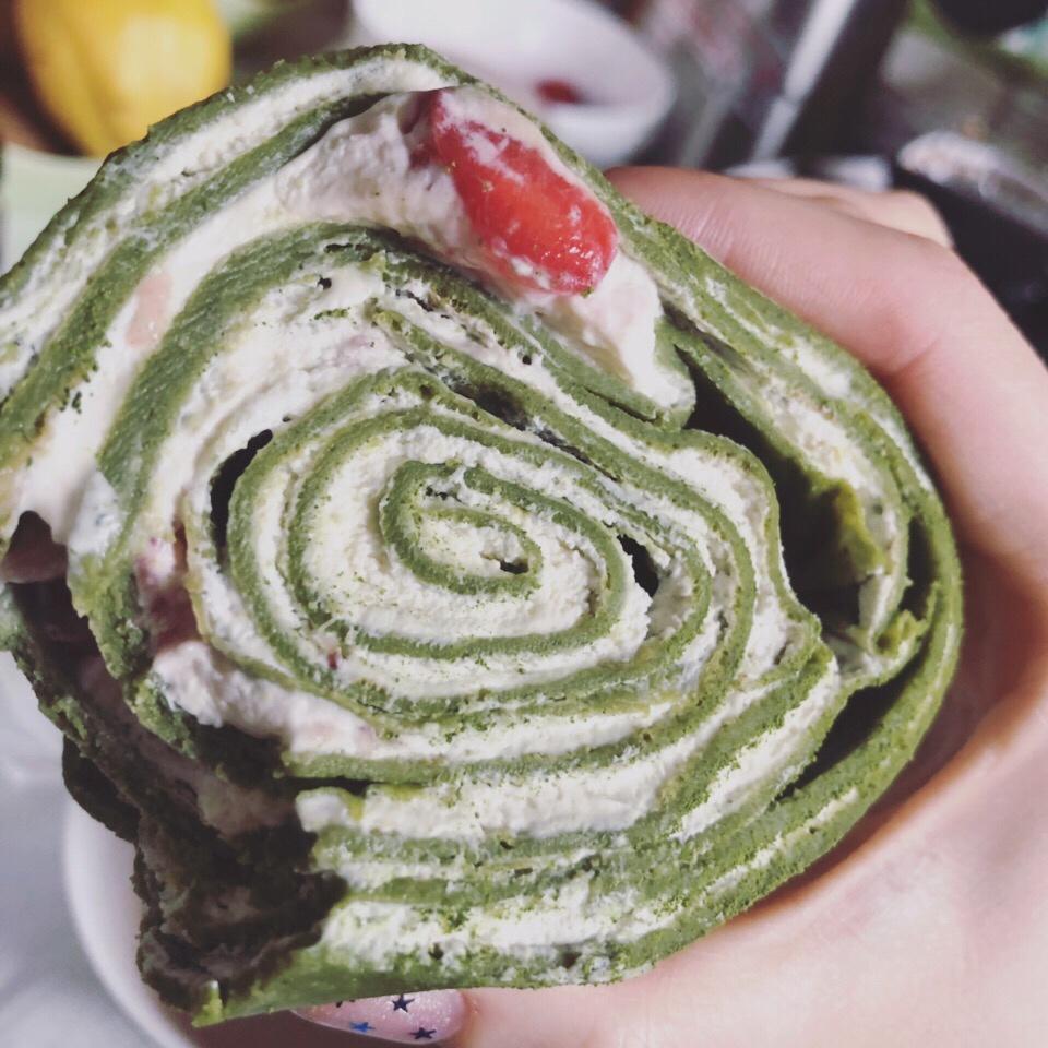 抹茶红豆毛巾卷