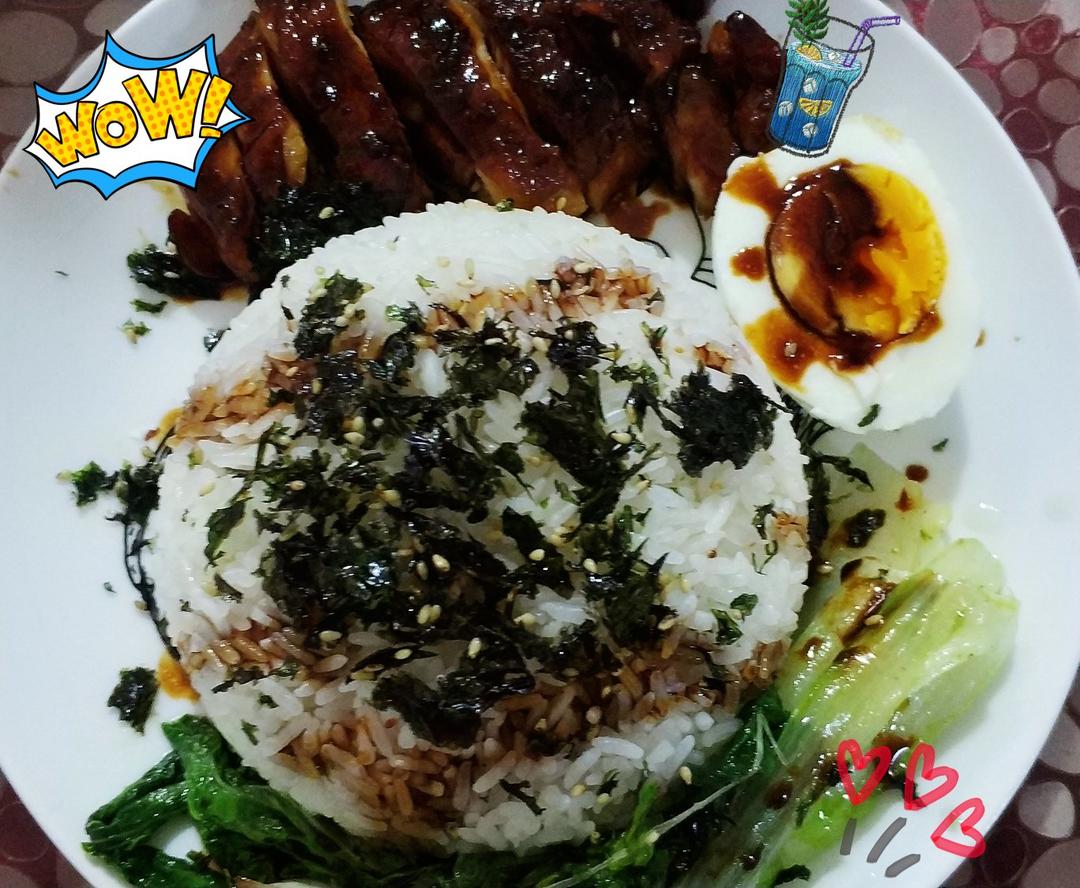 鲜嫩多汁的照烧鸡腿饭