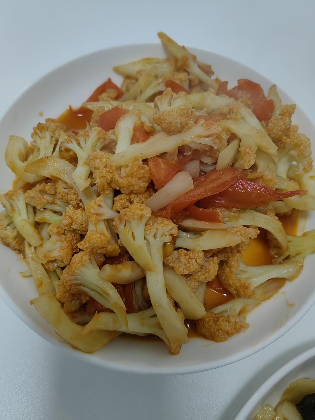 西红柿炒菜花（夏季开胃菜）