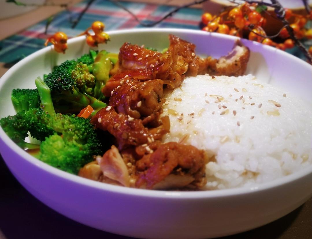 不放一滴油的照烧鸡腿饭