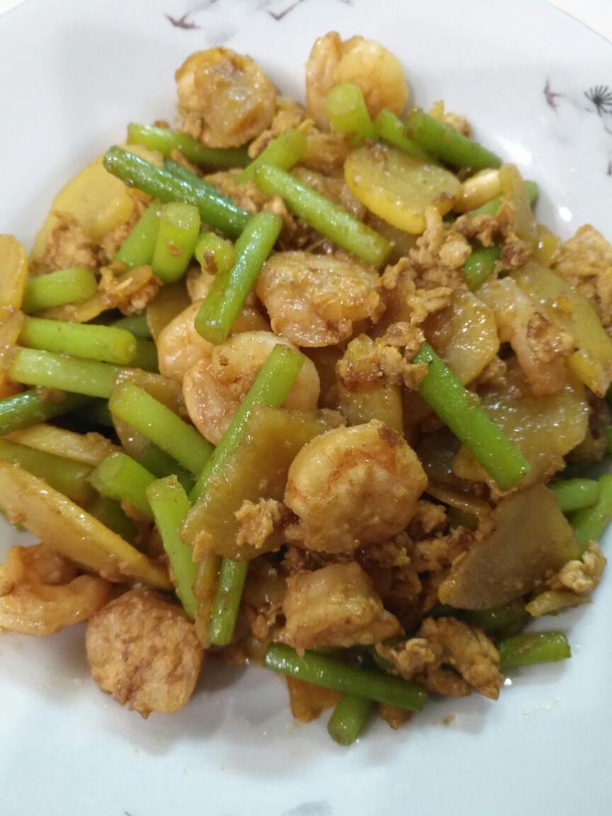 虾仁炒蒜苗的做法